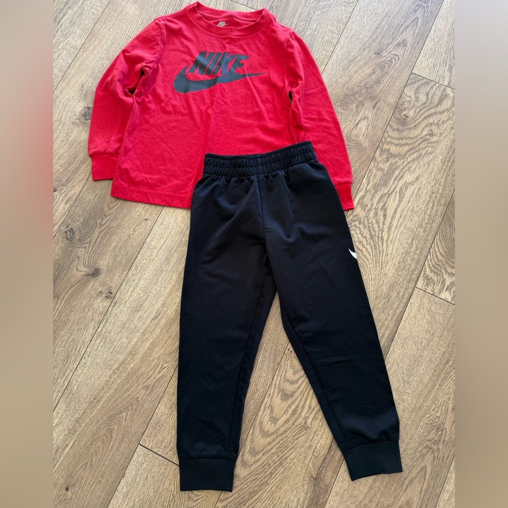 Nike Kids Red Shirt and Black Sweatpants